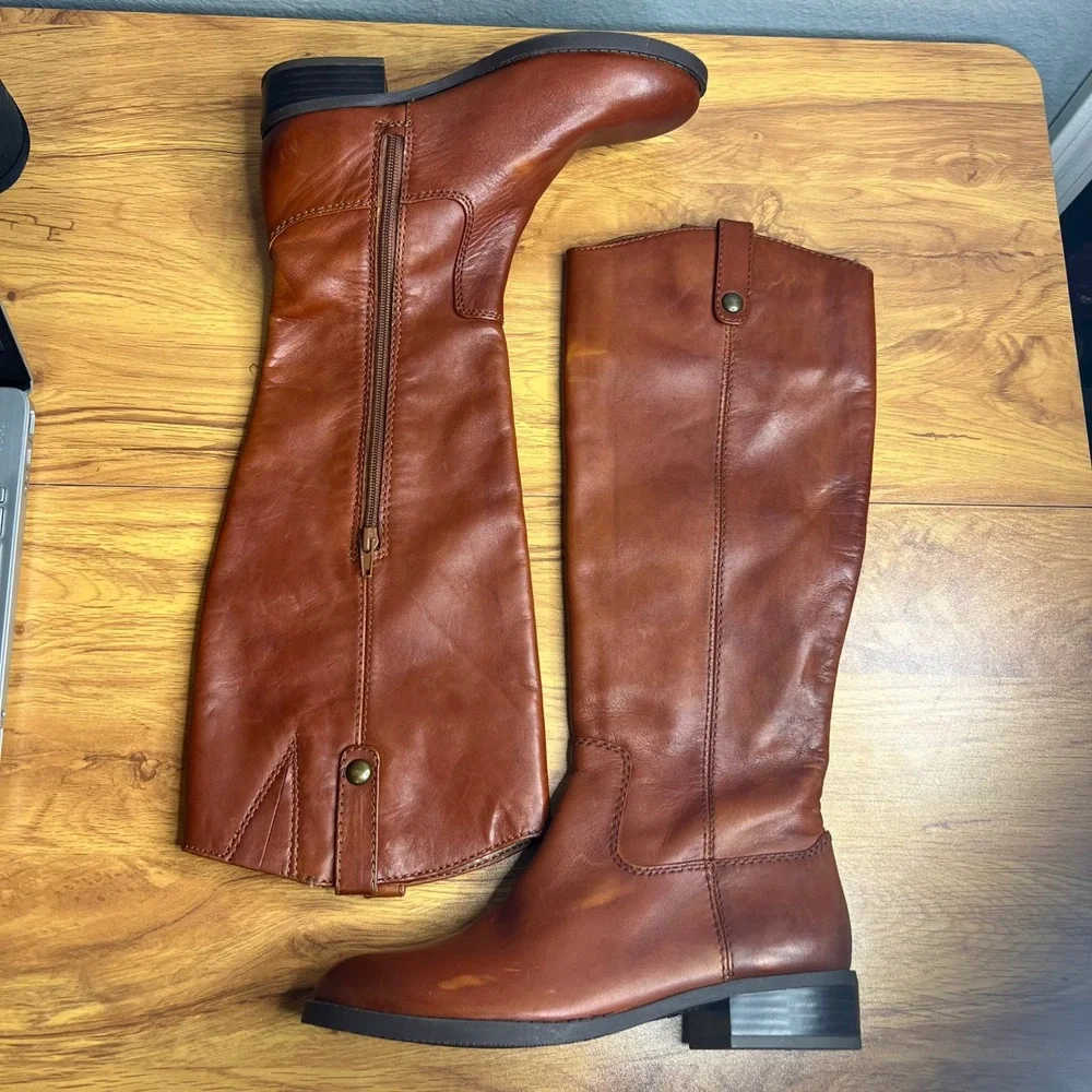 INC International Concepts Fawne Riding Knee High Boot Sz 5.5‎ Cognac Brown NEW